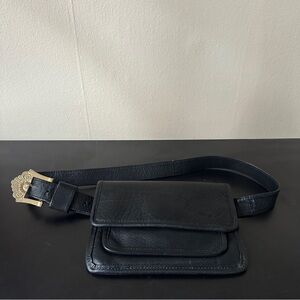 Vintage Carlos Falchi Black Leather Belt Wallet